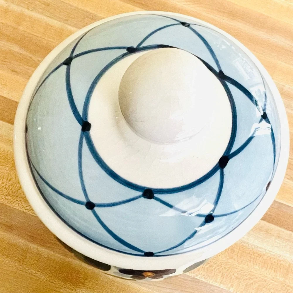 Ceramic Floral Kitchen Canister - Blue and Green